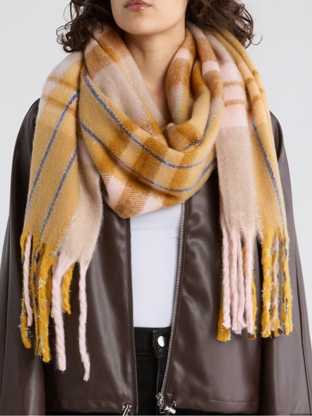 Tasha Sparkle Plaid Cozy Plush Scarf NWT